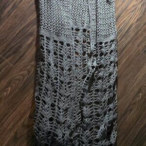 Bohemian/Hippie Chic Gray Cotton Crochet Maxi Cardigan/Duster NWOT/SIZE S/M